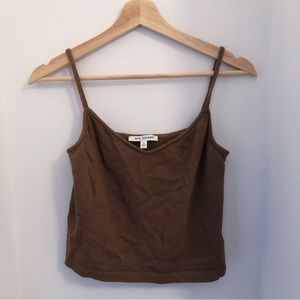 St. John Brown Spaghetti Strap Cropped Tank
